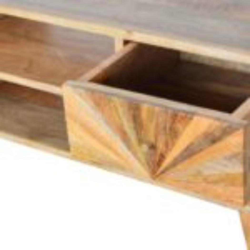 Sunrise Entertainment Unit | Solid Mango Wood | Patterned TV Media Storage