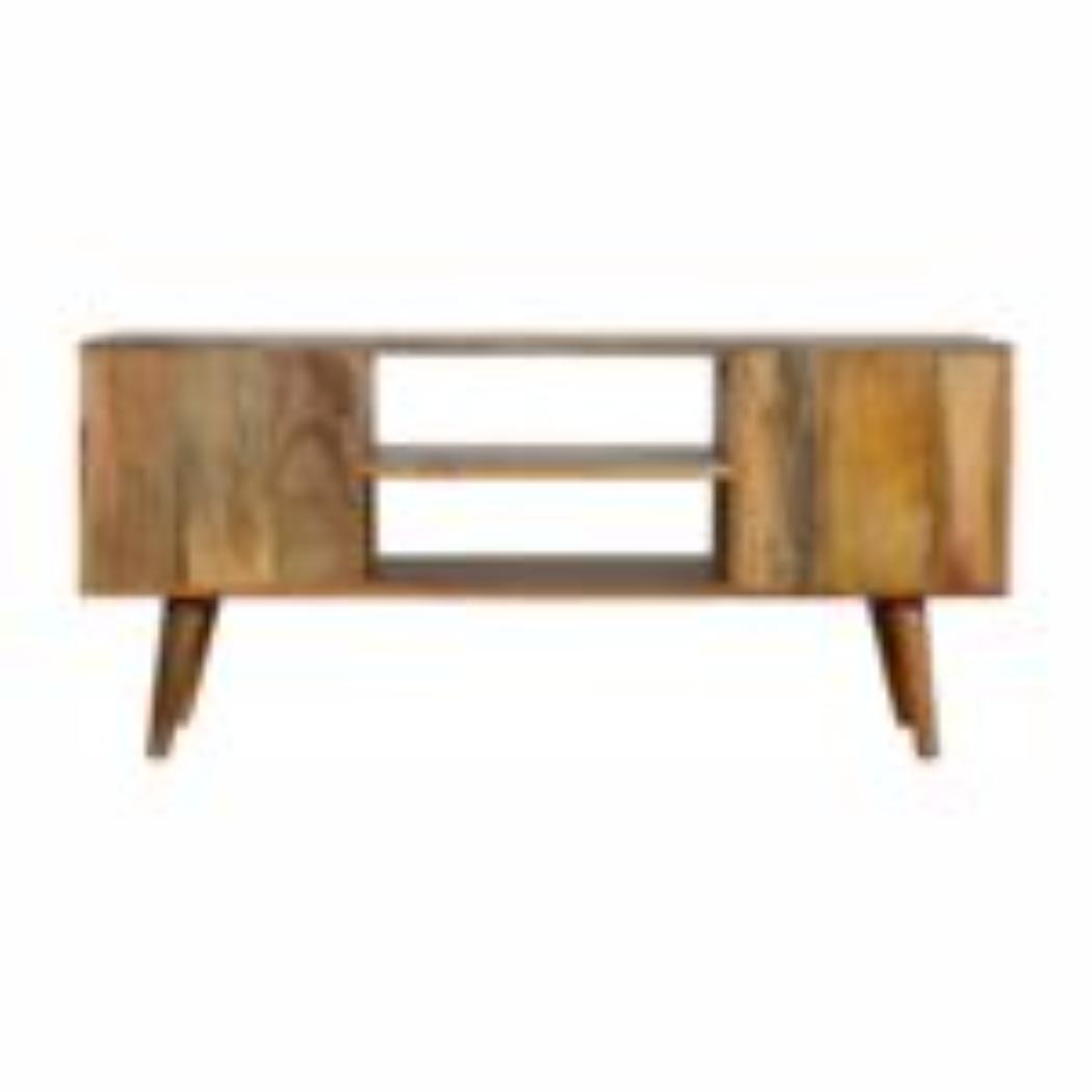 Sunrise Entertainment Unit | Solid Mango Wood | Patterned TV Media Storage