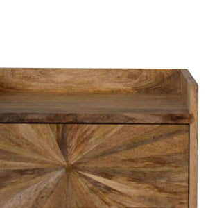 Sunrise Open Bedside Table | Solid Mango Wood | Oak Finish | U-Shape Design