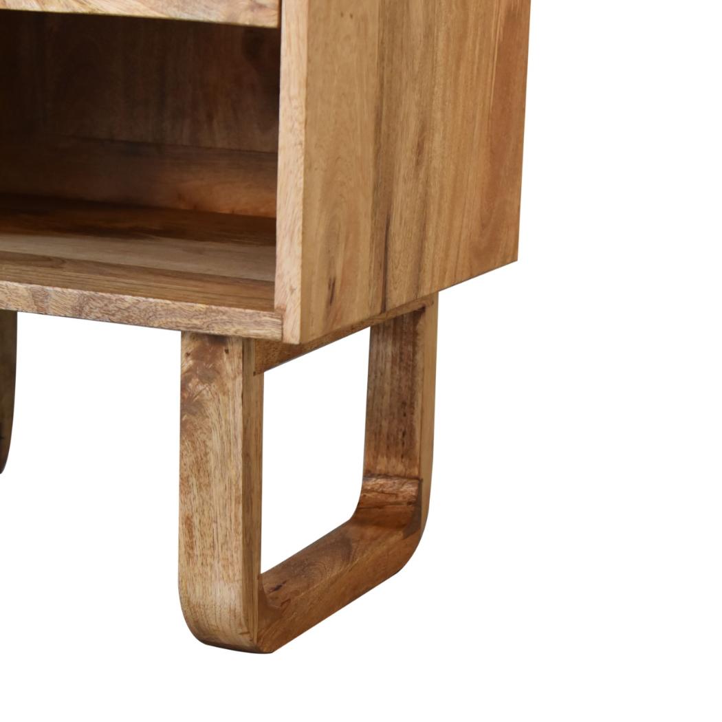 Sunrise Open Bedside Table | Solid Mango Wood | Oak Finish | U-Shape Design