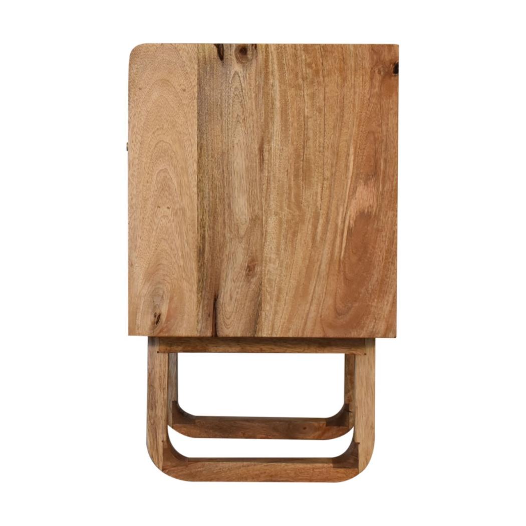 Sunrise Open Bedside Table | Solid Mango Wood | Oak Finish | U-Shape Design