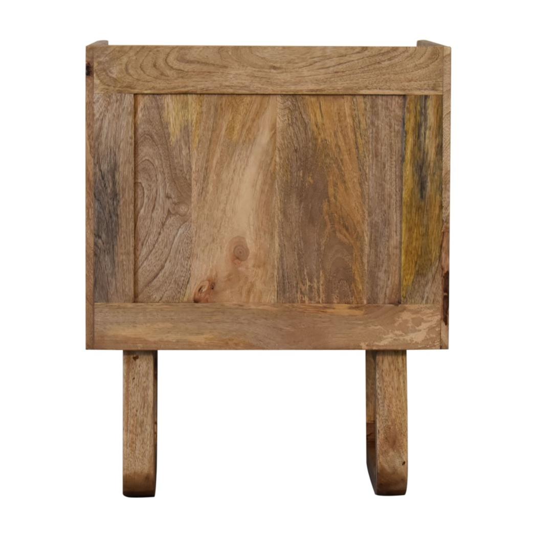 Sunrise Open Bedside Table | Solid Mango Wood | Oak Finish | U-Shape Design
