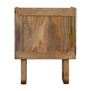 Sunrise Open Bedside Table | Solid Mango Wood | Oak Finish | U-Shape Design