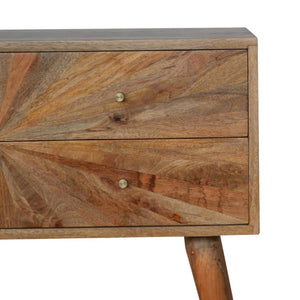 Sunrise Pattern Console Table | Solid Mango Wood | Carved Hallway Furniture