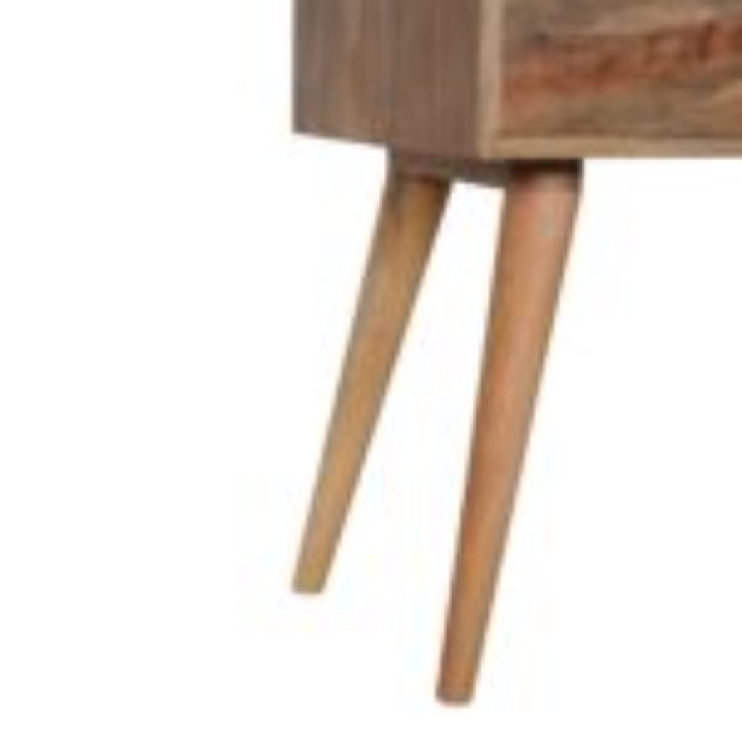 Sunrise Pattern Console Table | Solid Mango Wood | Carved Hallway Furniture
