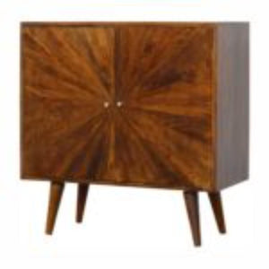 Sunrise Storage Cabinet | Solid Mango Wood | Chestnut Finish | Patterned Design