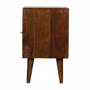 Sunrise Storage Cabinet | Solid Mango Wood | Chestnut Finish | Patterned Design
