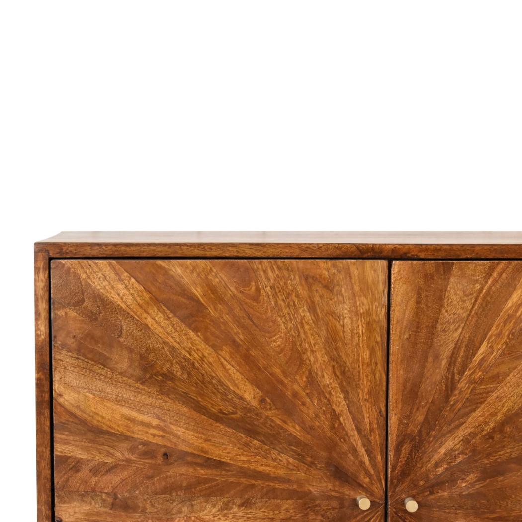 Sunrise Storage Cabinet | Solid Mango Wood | Chestnut Finish | U-Shape Design