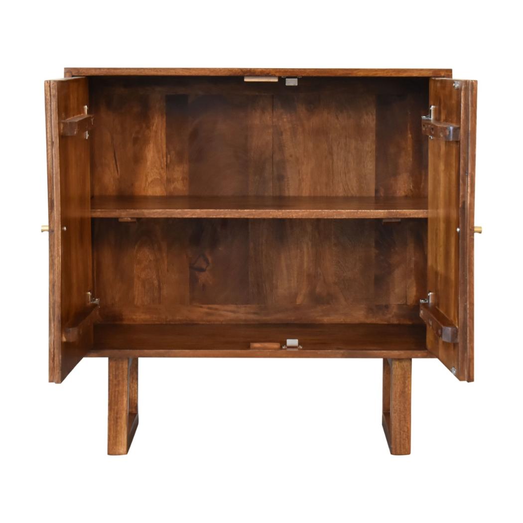 Sunrise Storage Cabinet | Solid Mango Wood | Chestnut Finish | U-Shape Design