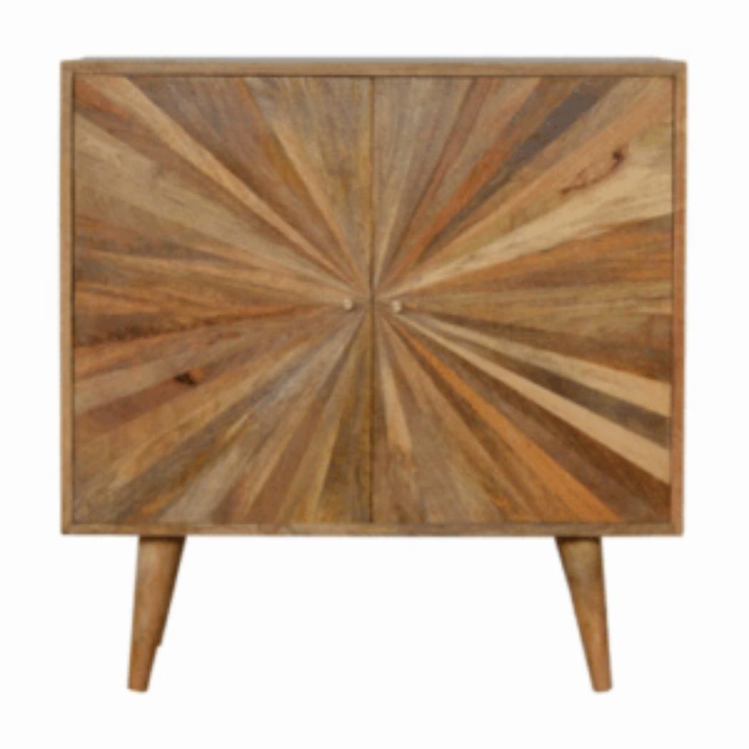 Sunrise Storage Cabinet | Solid Mango Wood | Patterned Accent Furniture