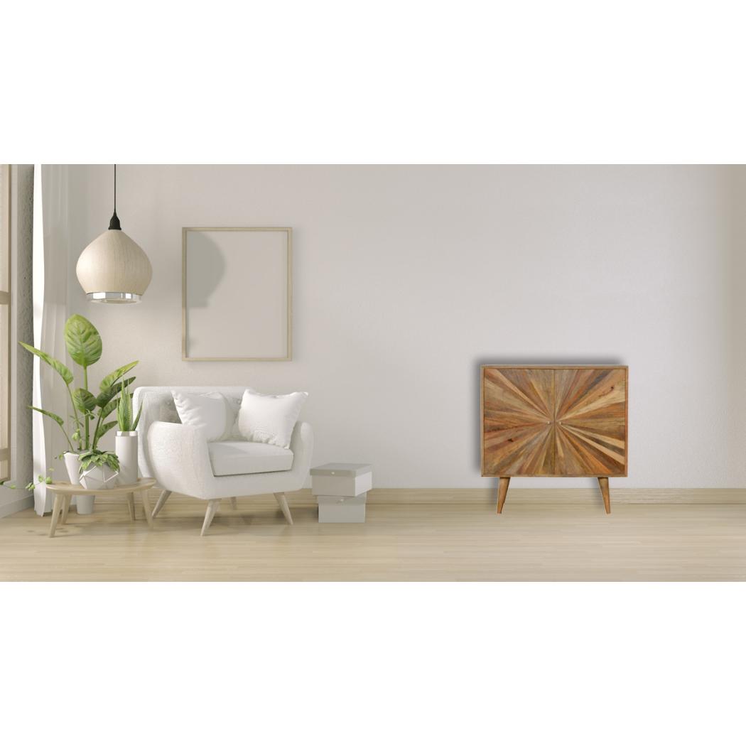 Sunrise Storage Cabinet | Solid Mango Wood | Patterned Accent Furniture