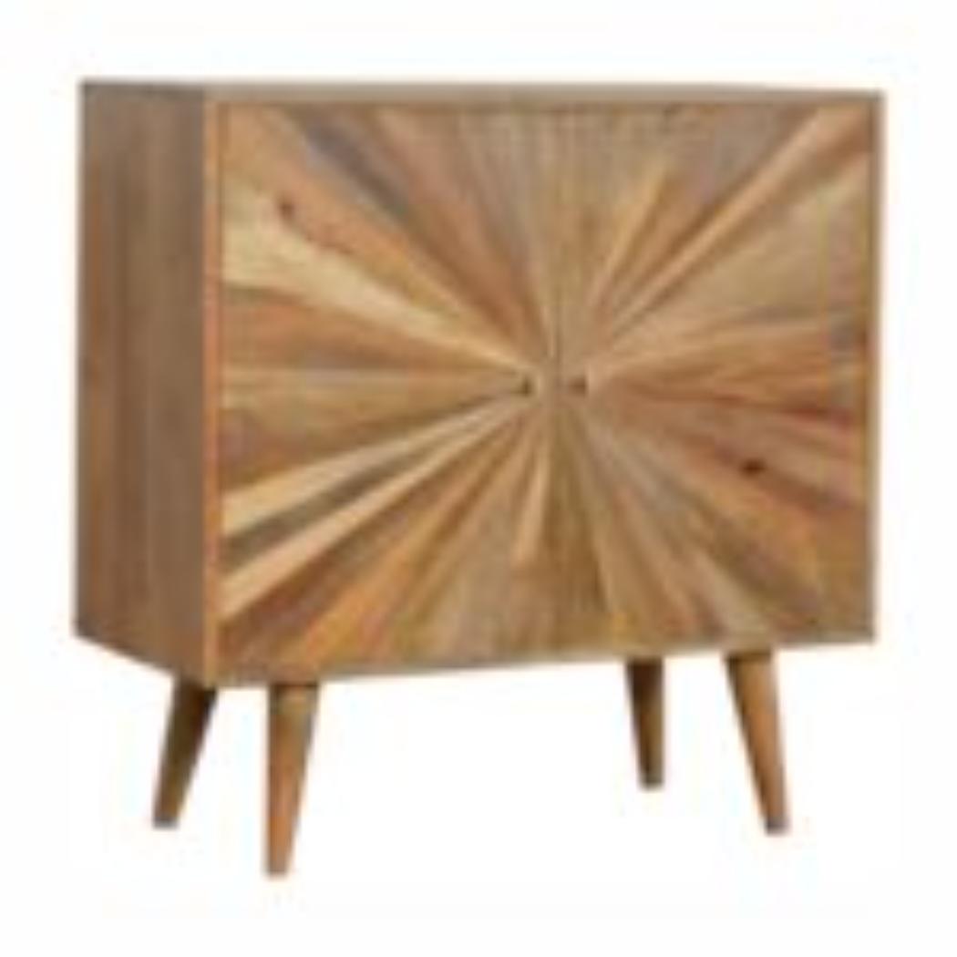 Sunrise Storage Cabinet | Solid Mango Wood | Patterned Accent Furniture