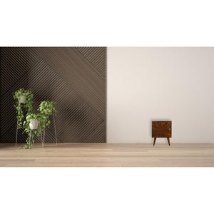 Sunrise Door Bedside Table | Solid Mango Wood | Chestnut Finish | Compact Storage