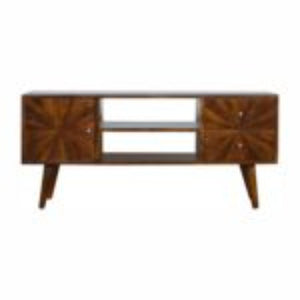 Sunrise TV Stand | Solid Mango Wood | Chestnut Finish | Media Storage Unit