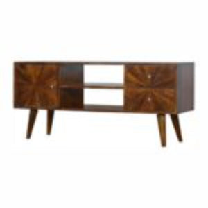 Sunrise TV Stand | Solid Mango Wood | Chestnut Finish | Media Storage Unit