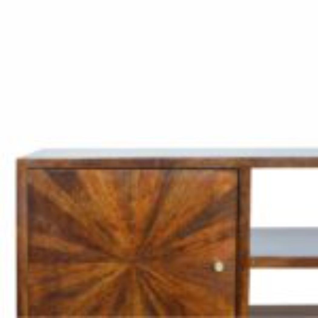 Sunrise TV Stand | Solid Mango Wood | Chestnut Finish | Media Storage Unit