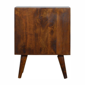 Sunrise Door Bedside Table | Solid Mango Wood | Chestnut Finish | Compact Storage
