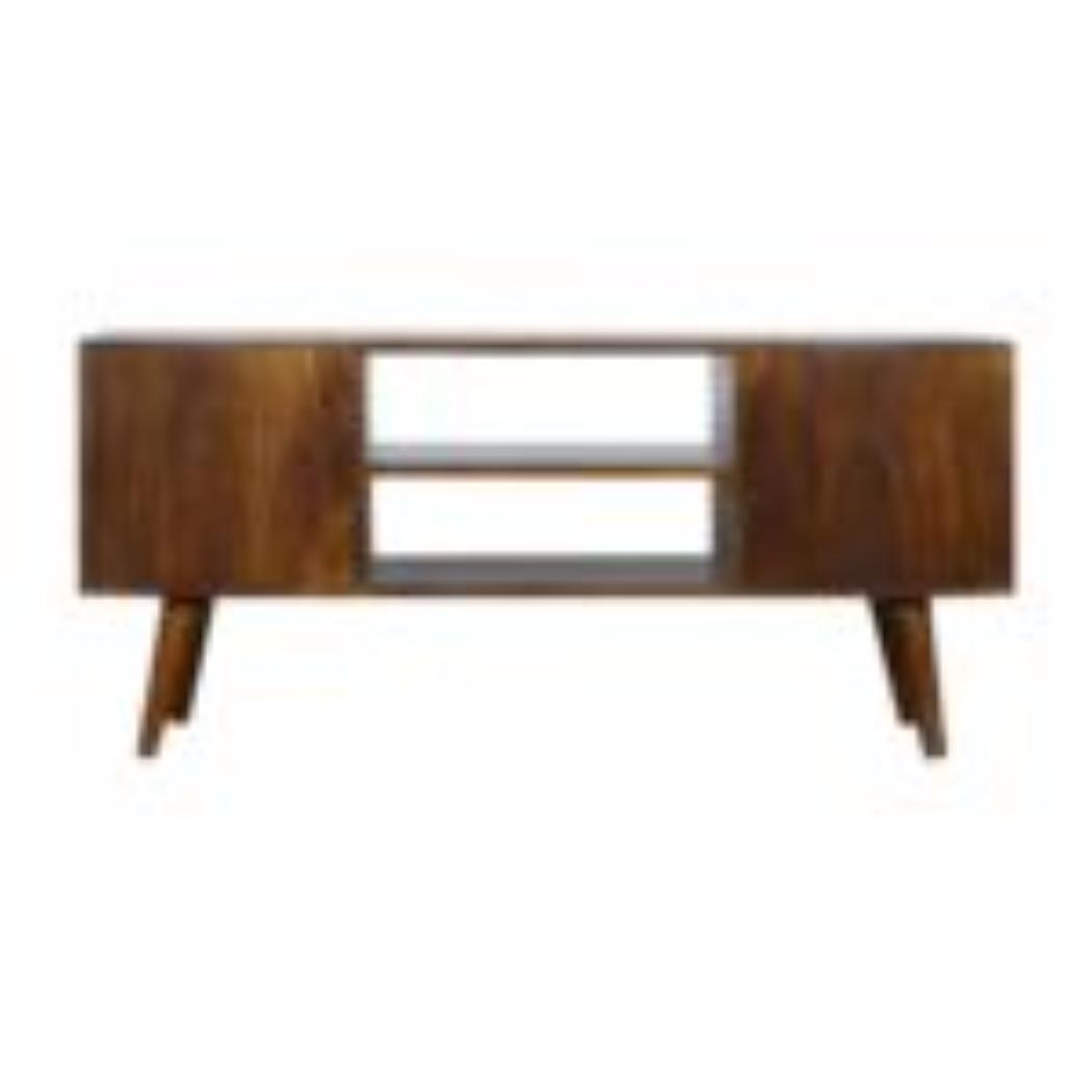 Sunrise TV Stand | Solid Mango Wood | Chestnut Finish | Media Storage Unit