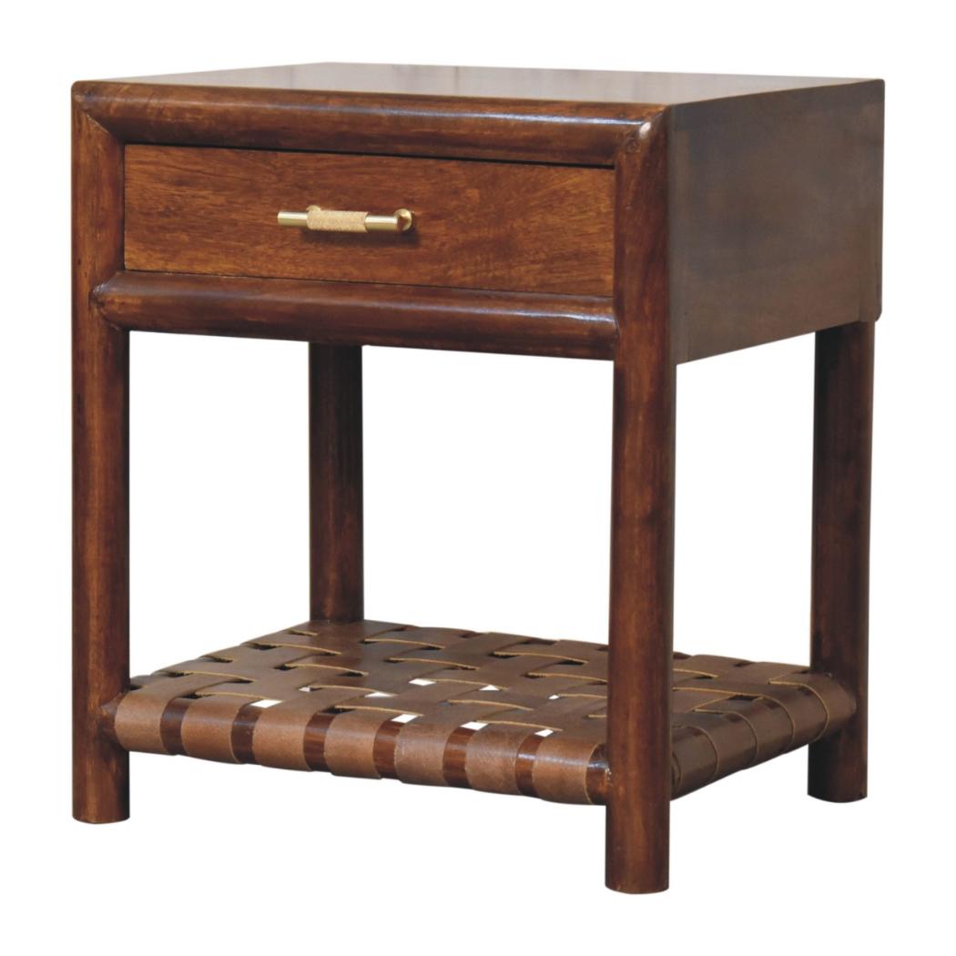 T-Bar Bedside Table | Chestnut Finish | Sculptural Storage