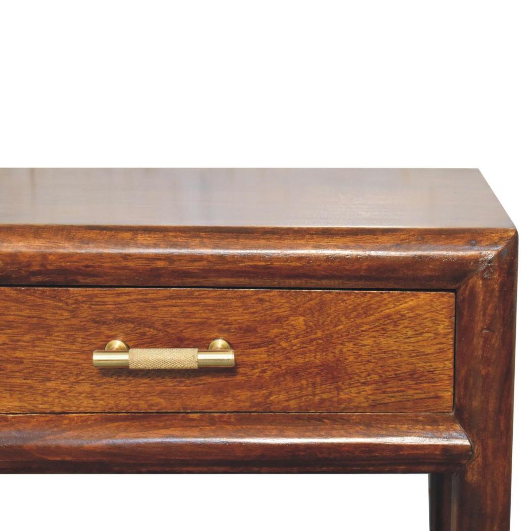 T-Bar Bedside Table | Chestnut Finish | Sculptural Storage