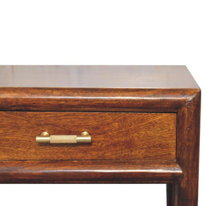 T-Bar Bedside Table | Chestnut Finish | Sculptural Storage