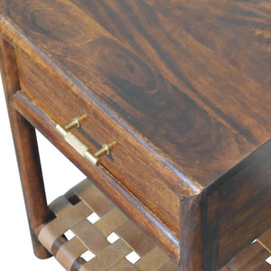 T-Bar Bedside Table | Chestnut Finish | Sculptural Storage