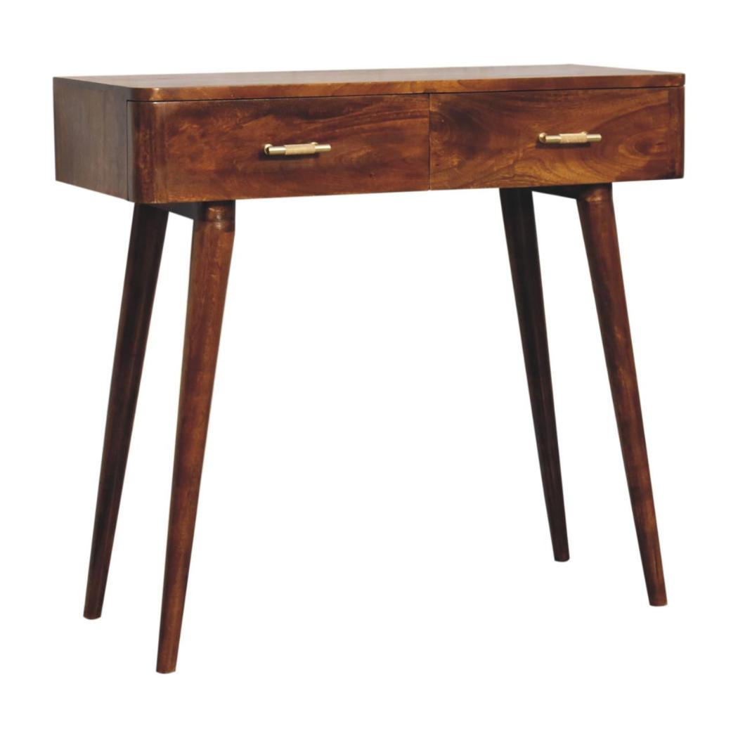 T-Bar Console Table | Chestnut Finish | Sculptural Hallway Design