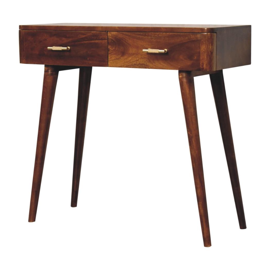 T-Bar Console Table | Chestnut Finish | Sculptural Hallway Design
