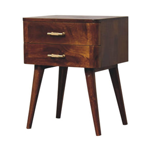 T-Bar Nordic Bedside Table | Sculptural Detail | Compact Storage