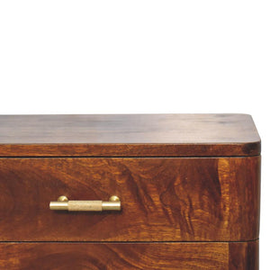 T-Bar Ridged Bedside Table | Chestnut Finish | Textured Front