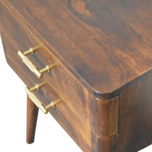 T-Bar Nordic Bedside Table | Sculptural Detail | Compact Storage