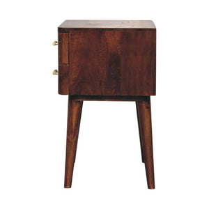 T-Bar Ridged Bedside Table | Chestnut Finish | Textured Front