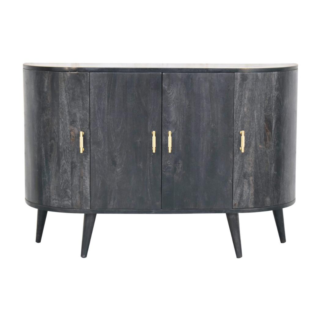 T-Bar Quad Cabinet | Ash Black Finish | Four-Door Storage