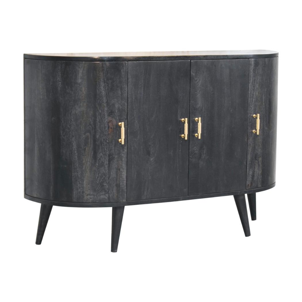 T-Bar Quad Cabinet | Ash Black Finish | Four-Door Storage