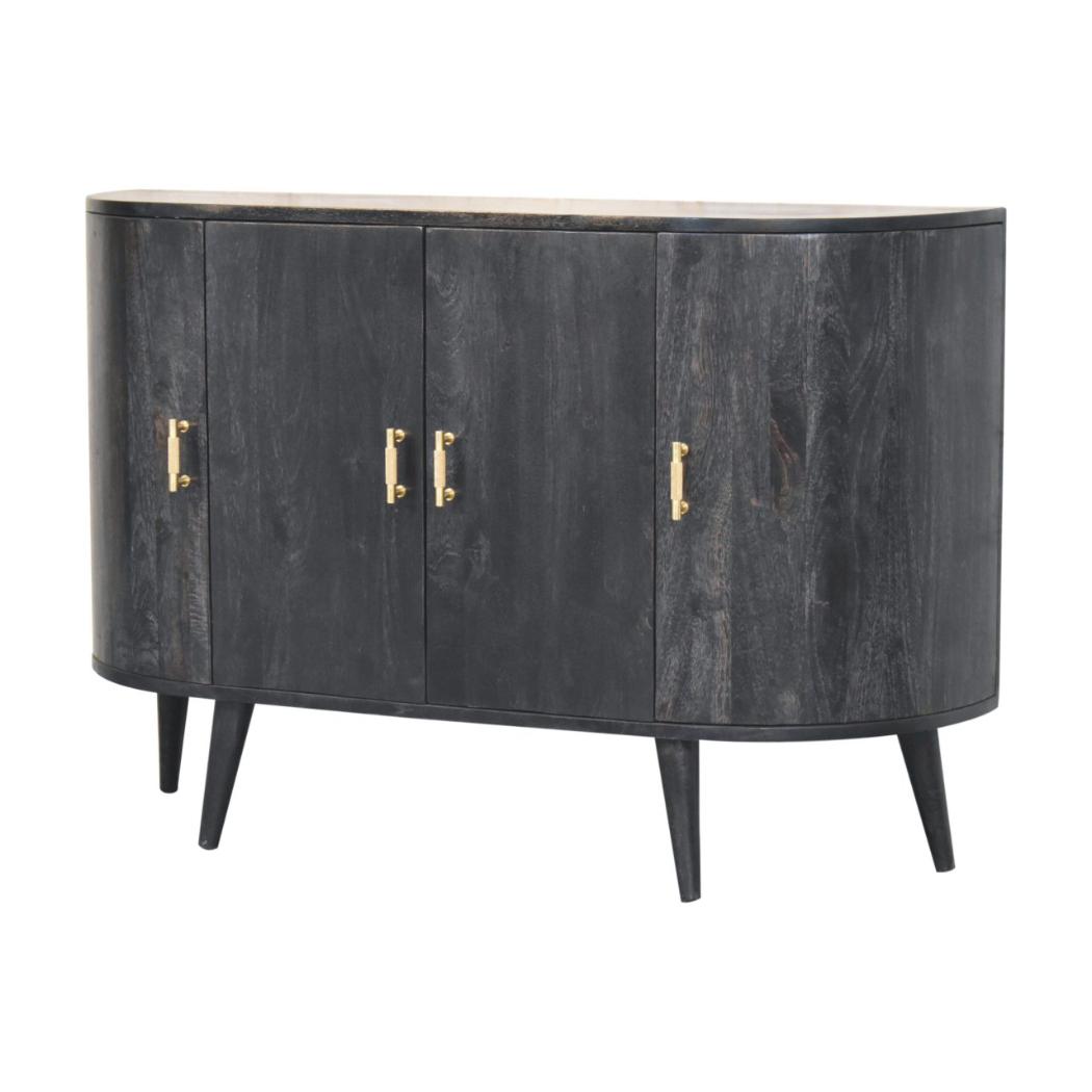 T-Bar Quad Cabinet | Ash Black Finish | Four-Door Storage