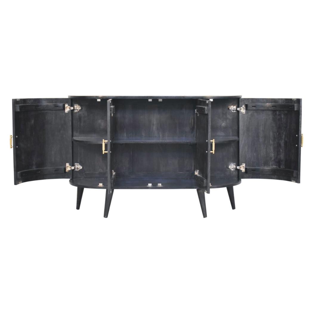 T-Bar Quad Cabinet | Ash Black Finish | Four-Door Storage