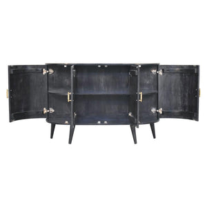 T-Bar Quad Cabinet | Ash Black Finish | Four-Door Storage