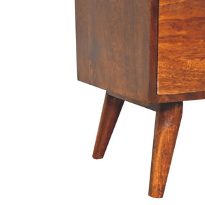 T-Bar Raised-Back Bedside Table | Sculptural Detail | Compact Storage