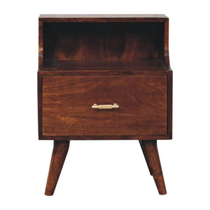 T-Bar Raised-Back Bedside Table | Sculptural Detail | Compact Storage