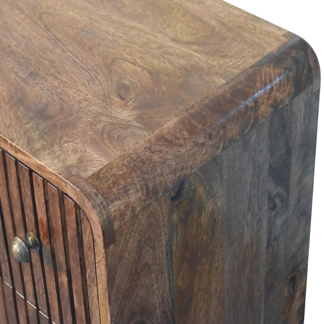 T-Bar Ridged Chest | Solid Mango Wood | Honey Caramel Finish