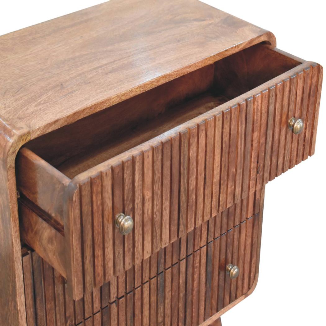 T-Bar Ridged Chest | Solid Mango Wood | Honey Caramel Finish