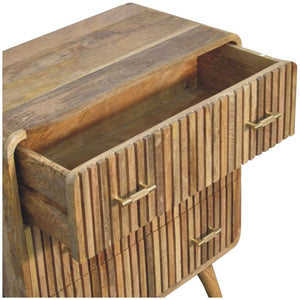 T-Bar Ridged Chest | Solid Mango Wood | Chestnut Storage Drawers