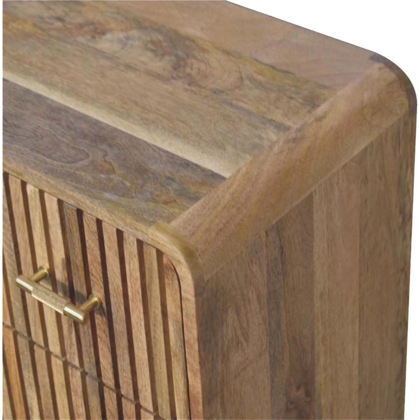 T-Bar Ridged Chest | Solid Mango Wood | Chestnut Storage Drawers