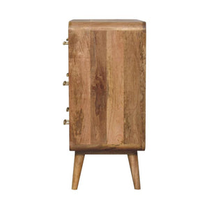 T-Bar Ridged Chest | Solid Mango Wood | Chestnut Storage Drawers
