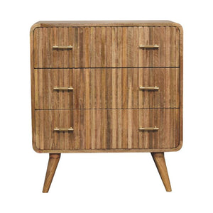 T-Bar Ridged Chest | Solid Mango Wood | Chestnut Storage Drawers