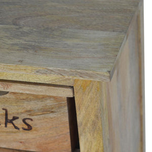 Tall Kitchen Storage Cabinet | Solid Mango Wood | Oak Finish | 4 Utility Bin Organiser