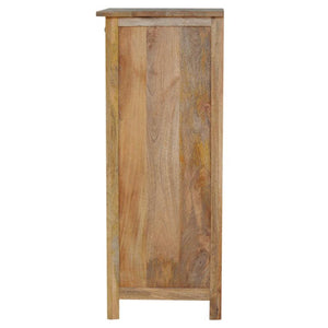Tall Kitchen Storage Cabinet | Solid Mango Wood | Oak Finish | 4 Utility Bin Organiser