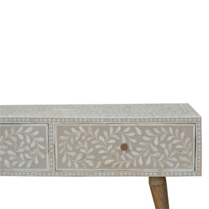 Taupe Floral Bone Coffee Table | Decorative Pattern | Statement Living Room Table
