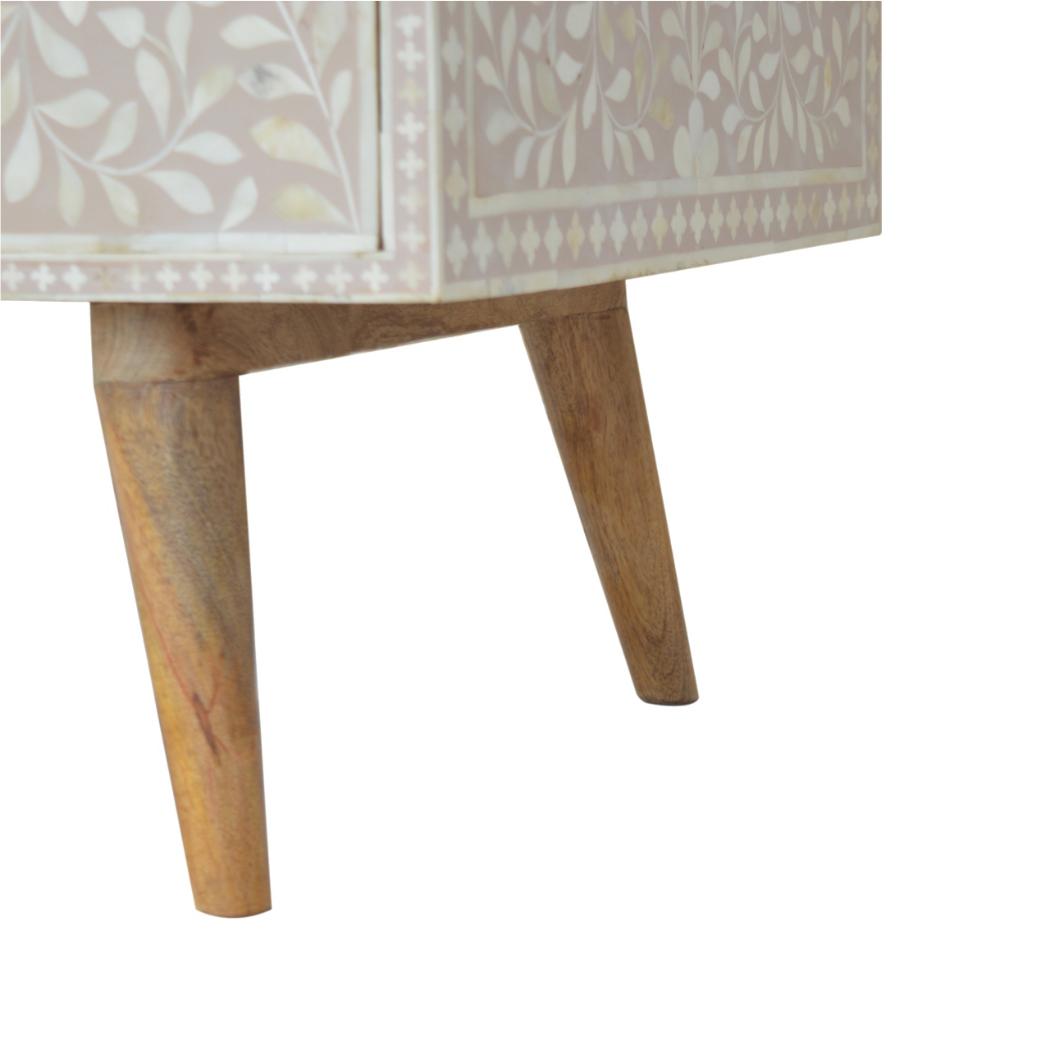 Taupe Floral Bone Coffee Table | Decorative Pattern | Statement Living Room Table