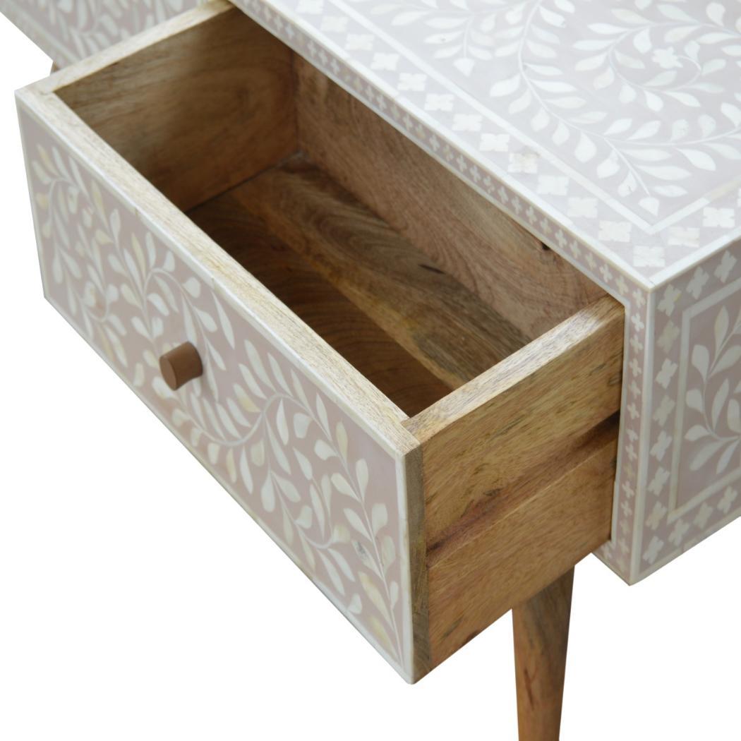 Taupe Floral Bone Coffee Table | Decorative Pattern | Statement Living Room Table